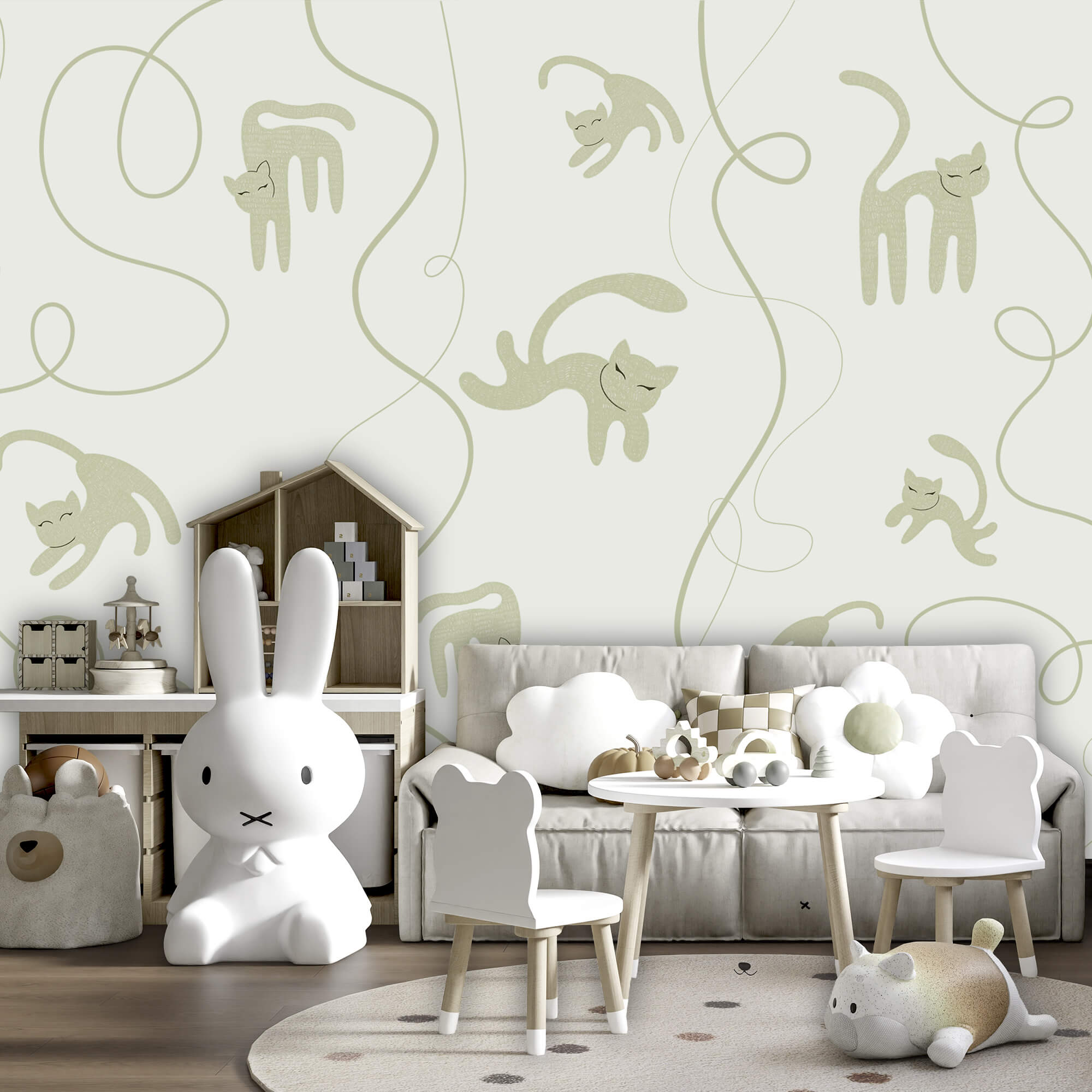 Padrão de gatos e videiras